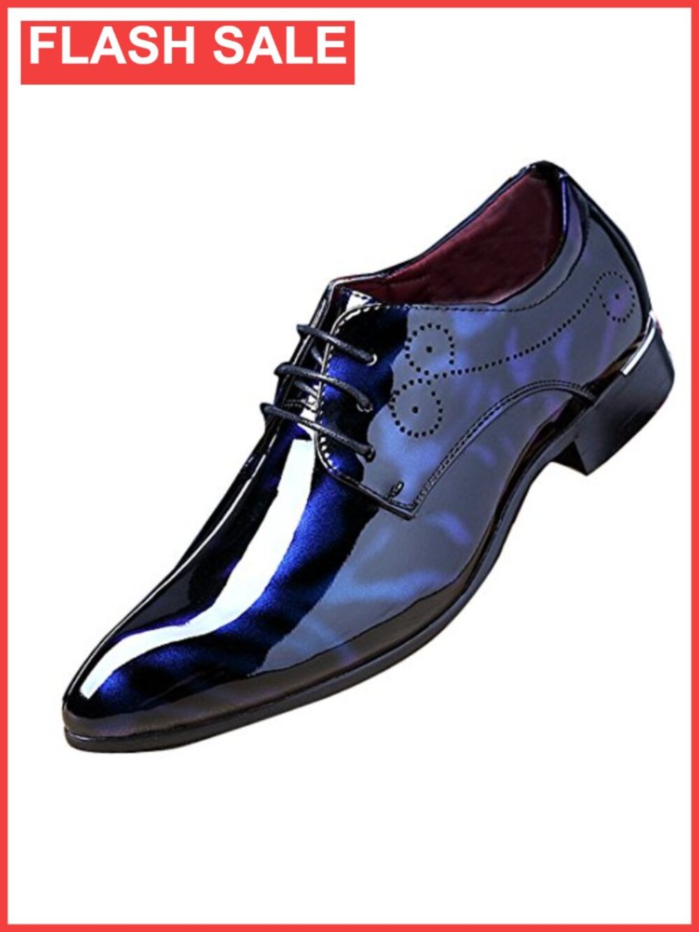 Men's Pointed Toe Floral Patent Leather Lace Up Oxford Dress Shoes